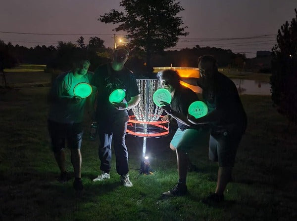 urban glow disc golf at pineland farms